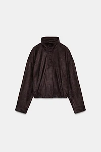 FAUX SUEDE BOMBER JACKET