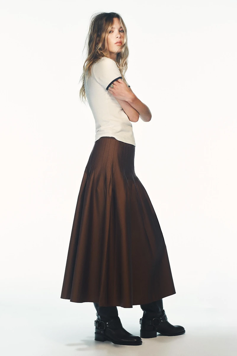 PLEATED MIDI SKIRT