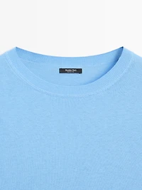 Cotton blend knit short-sleeve sweater