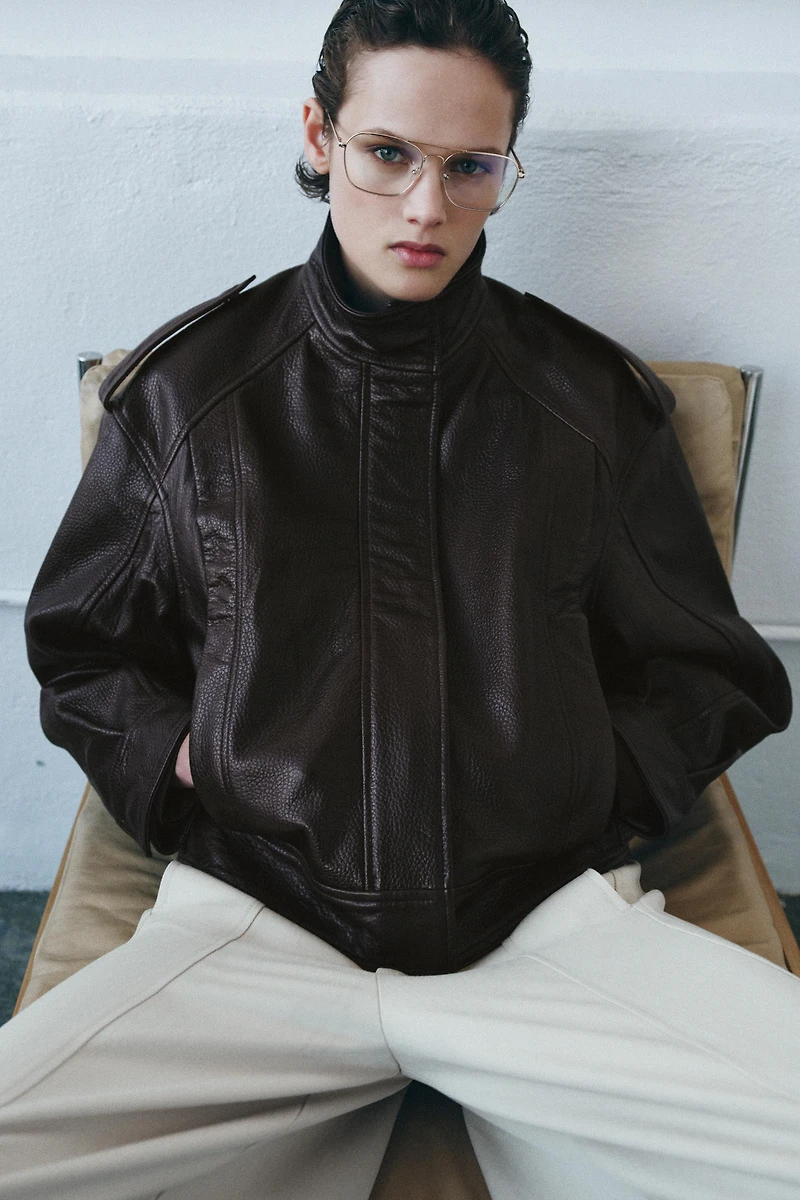 100% LEATHER BOMBER JACKET ZW COLLECTION LIMITED EDITION