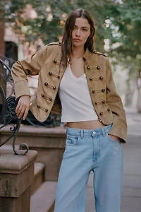 FAUX SUEDE FROG FASTENING JACKET