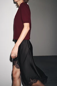 100% WOOL KNIT SWEATER SHORT SLEEVE