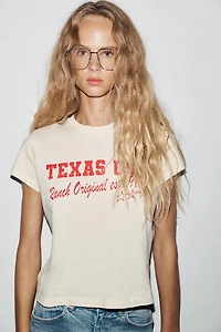 WASHED EFFECT TEXT T-SHIRT