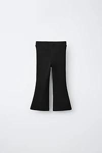 LABEL DETAIL INTERLOCK FLARE LEGGINGS