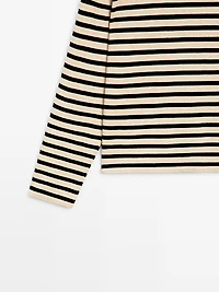 Oversize striped cotton blend T-shirt
