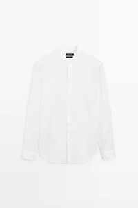 Chemise regular fit 100 % lin à col officier