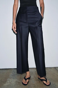 ZW COLLECTION WOOL BLEND PRESSED CREASE PANTS