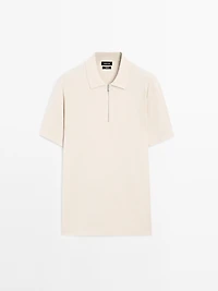 Polo en maille de coton à col zippé
