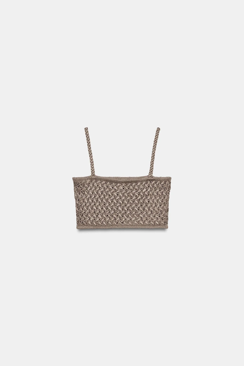 CROPPED CABLE KNIT TOP