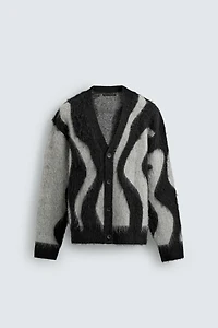 BRUSHED JACQUARD CARDIGAN