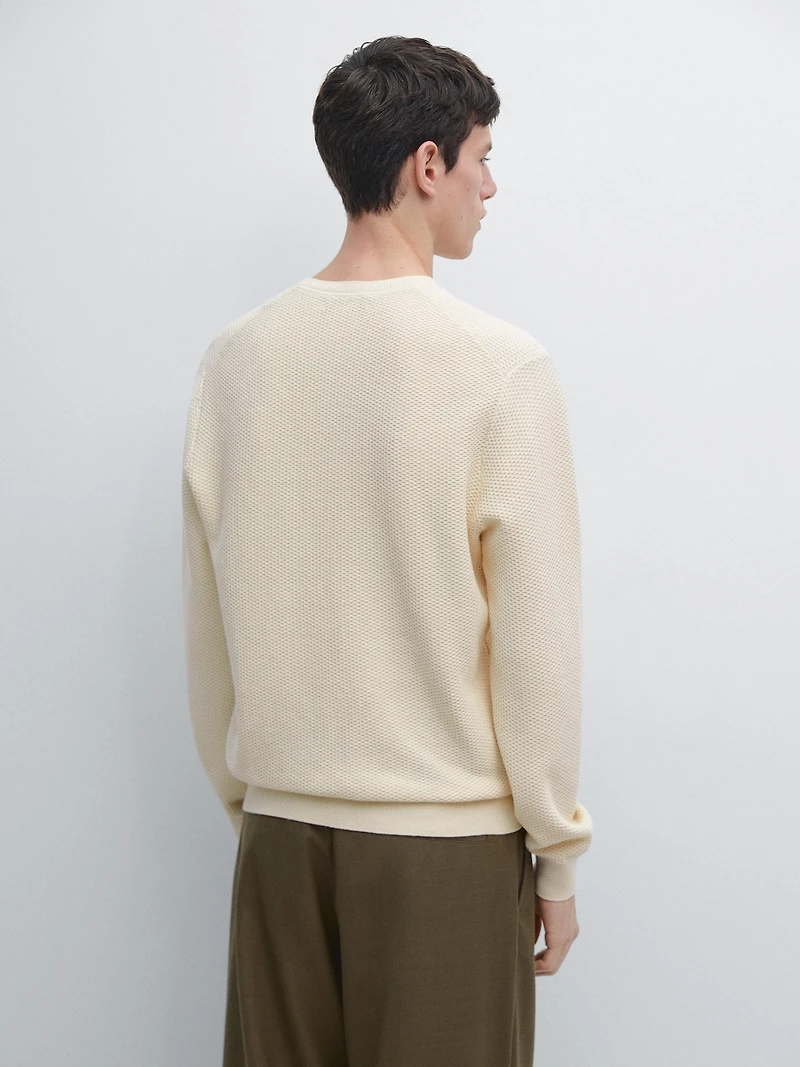 Pull en maille texturée de coton mélangé
