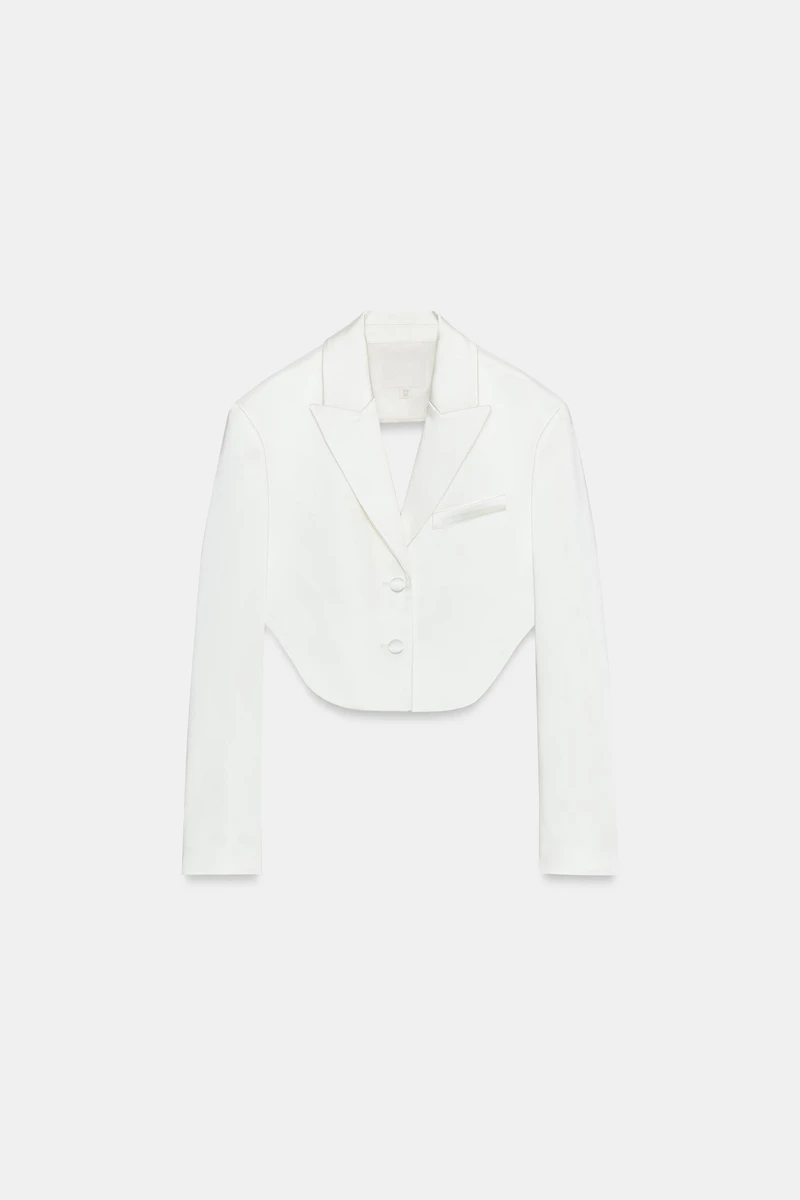 SATIN EFFECT CROP BLAZER WITH BACK VENT