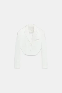 SATIN EFFECT CROP BLAZER WITH BACK VENT
