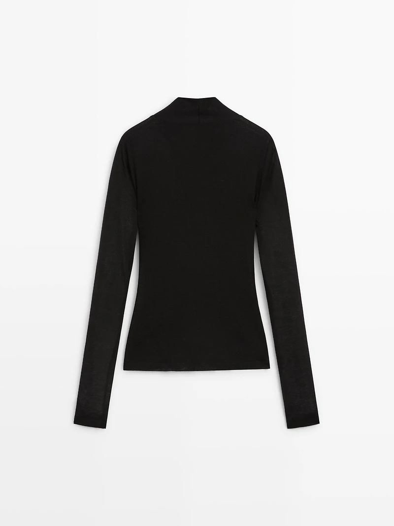 Lyocell and wool crossover top