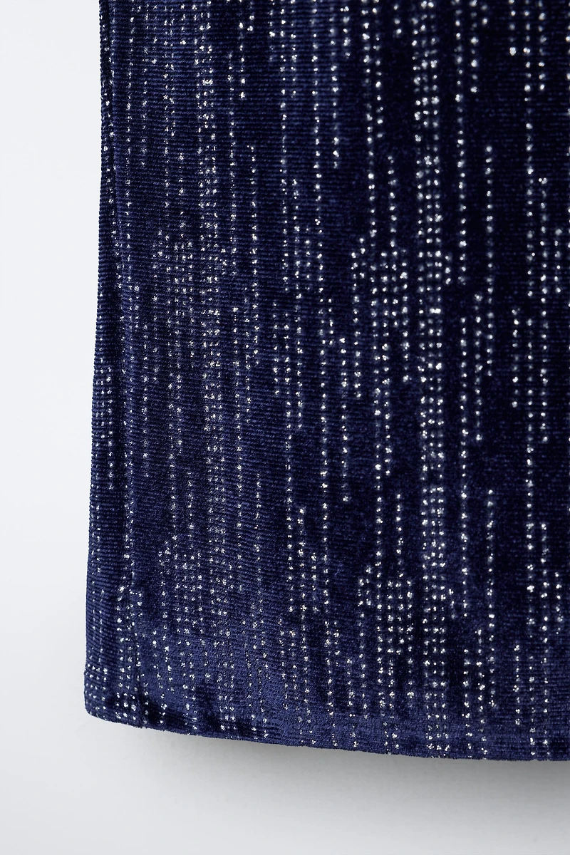 SHINY VELVET HALTER TOP