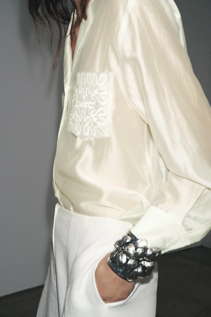 ZW COLLECTION EMBROIDERED POCKET SHIRT