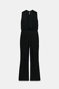 TWISTED NECK FLARE JUMPSUIT
