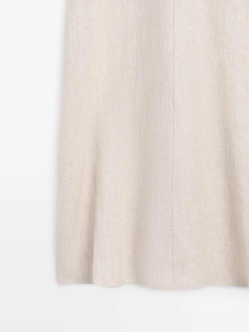 Lightweight short sleeve linen midi dress