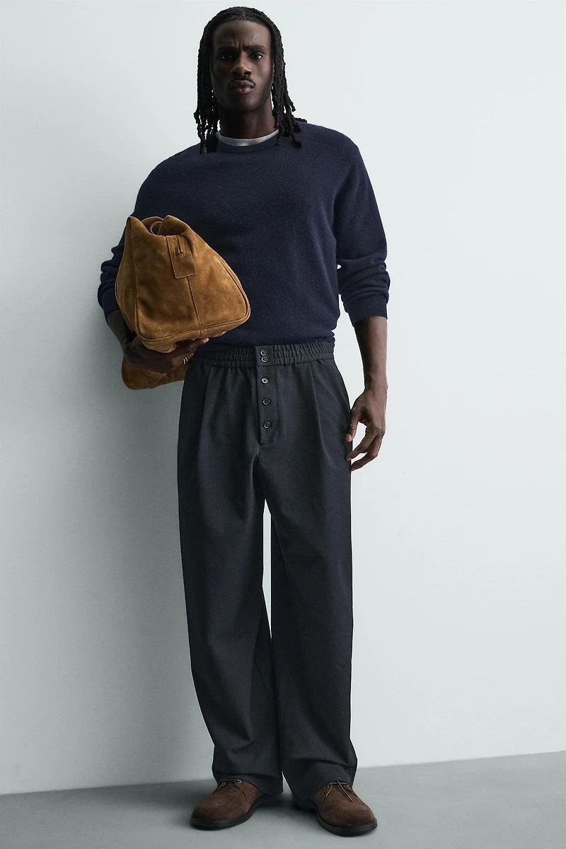 RELAXED FIT PINSTRIPE PANTS