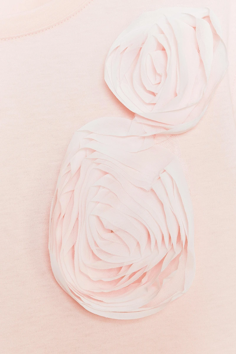 T-SHIRT ROSES EN RELIEF