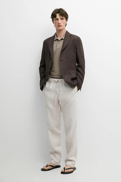 Linen jogger fit trousers
