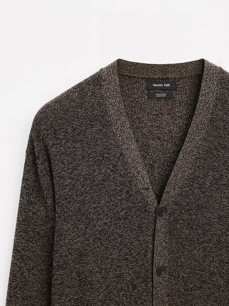 100% cotton mouliné knit cardigan