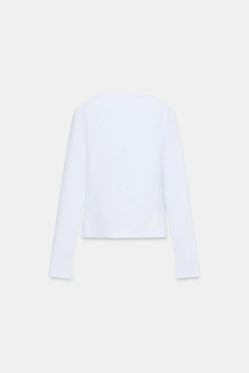 CREPE MOCK NECK T-SHIRT