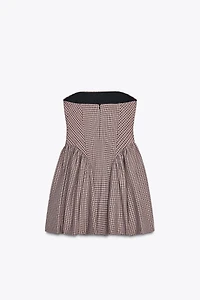 GINGHAM BUSTIER MINI DRESS