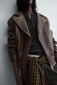 OVERSIZED LEATHER BIKER JACKET