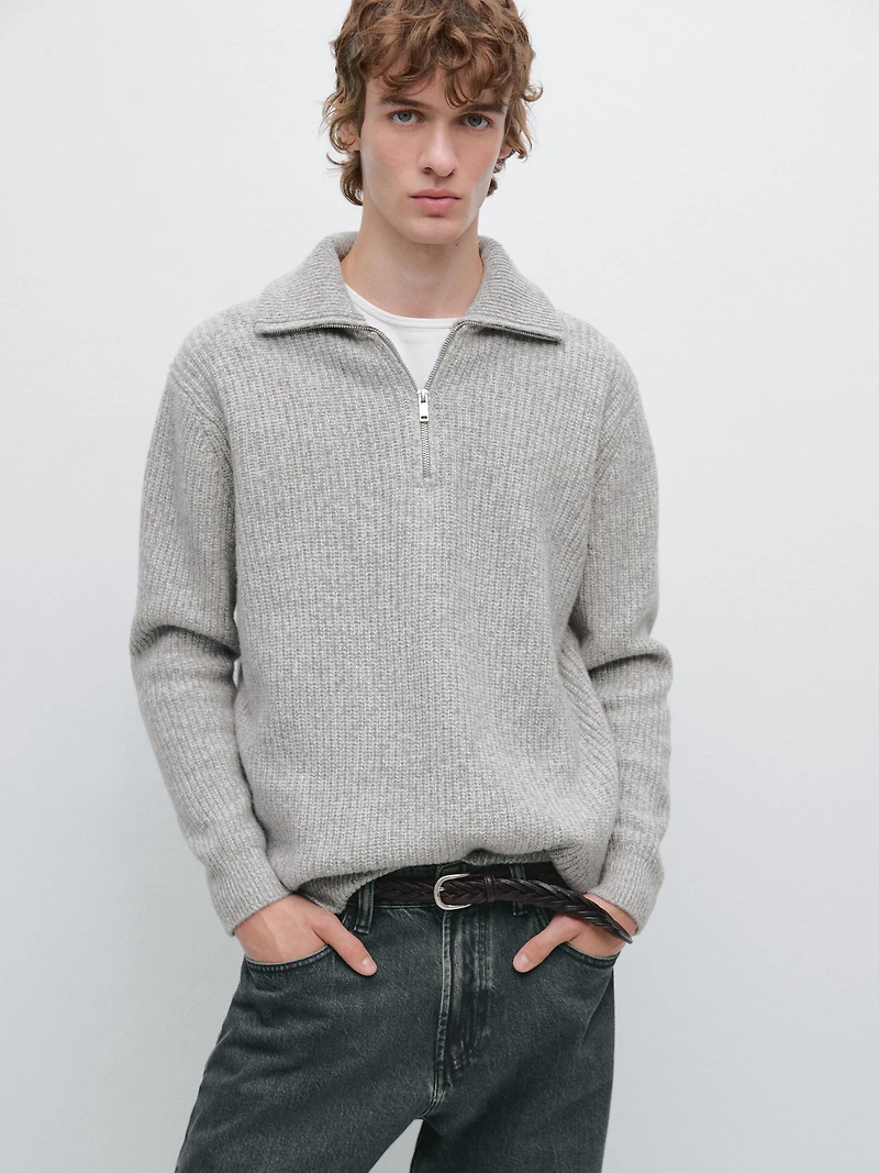 100% wool mock neck jumper