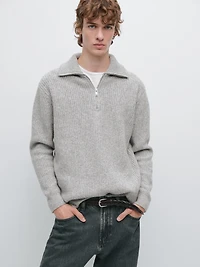 100% wool mock neck jumper