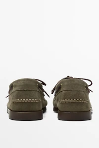 Leather boat shoe