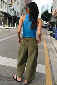 PLEATED PANTS WITH BACK BELT LOOP