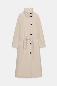 LONG WOOL COAT WITH HIGH NECK