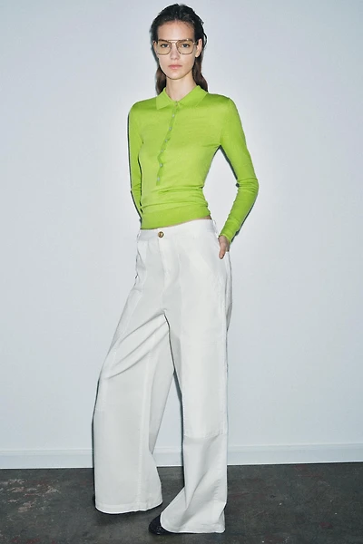 ZW COLLECTION COTTON WIDE LEG PANTS