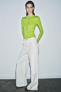 ZW COLLECTION COTTON WIDE LEG PANTS