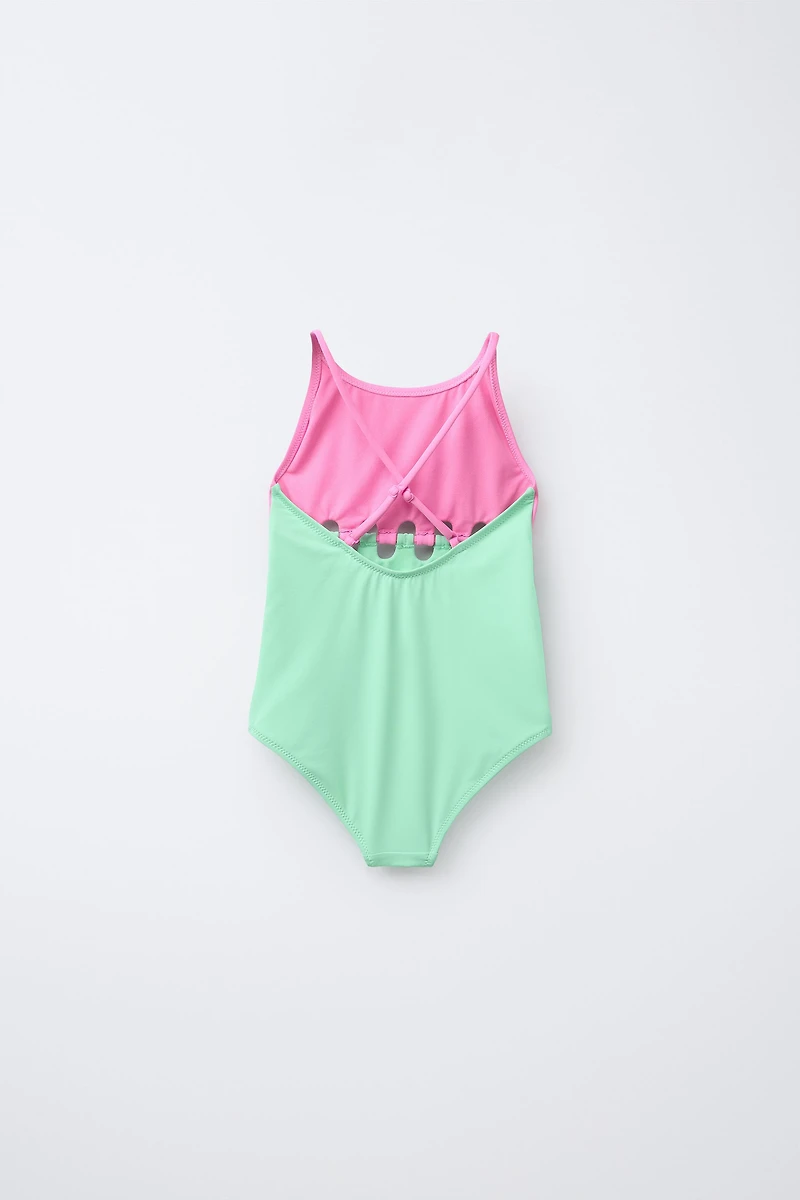 6-14 YEARS/ KNOTTED CUT-OUT SWIMSUIT