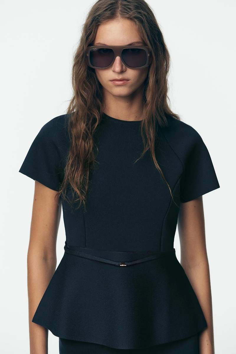 KNIT PEPLUM TOP