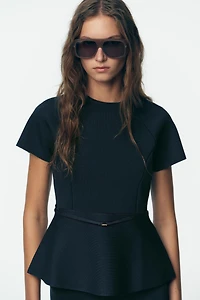 KNIT PEPLUM TOP