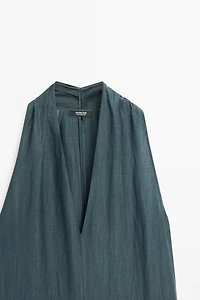 Robe midi col en V lin