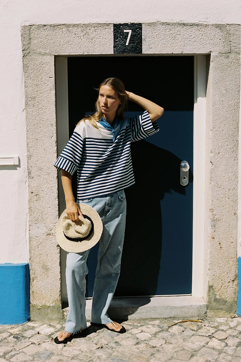 CHEMISE À RAYURES AVEC LIN