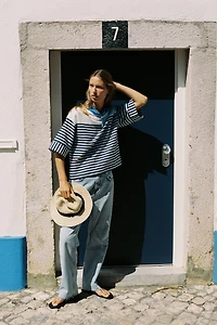 CHEMISE À RAYURES AVEC LIN