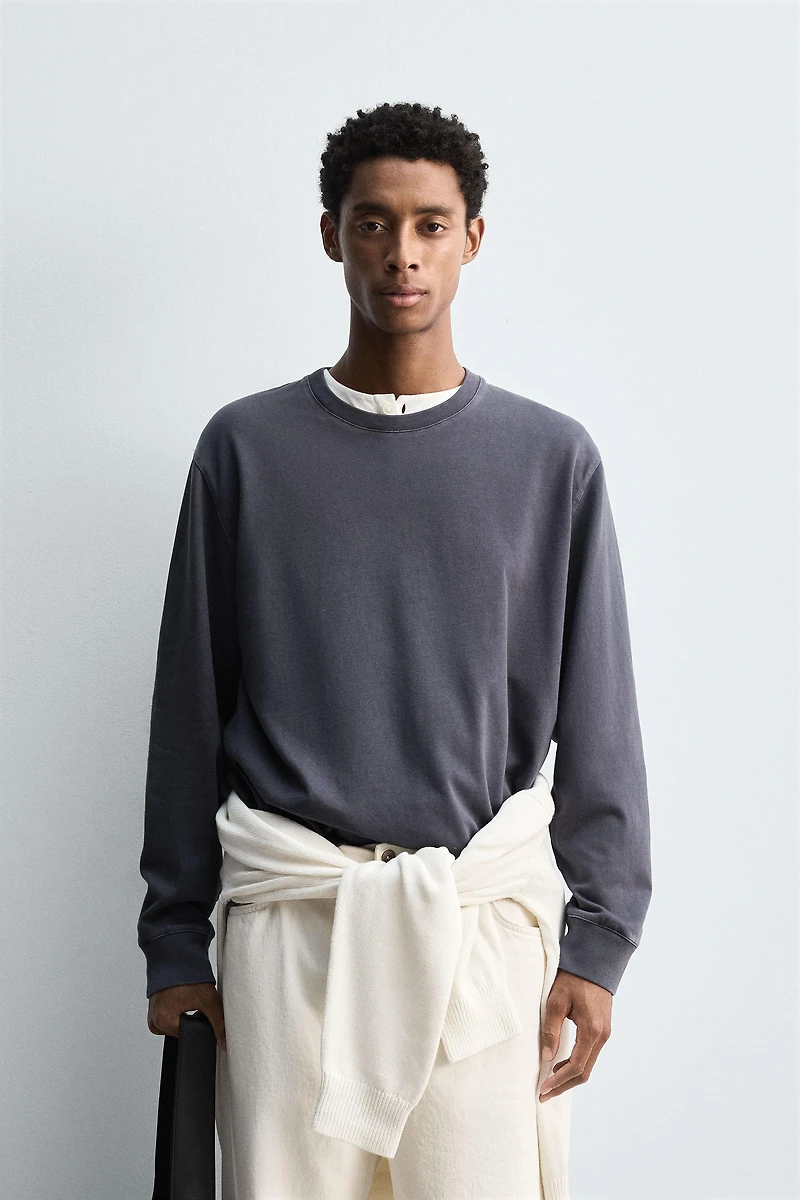 SWEAT DOUX COL ROND DÉLAVÉ