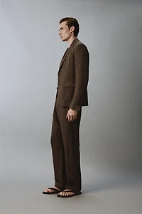 100% LINEN REGULAR FIT SUIT PANTS
