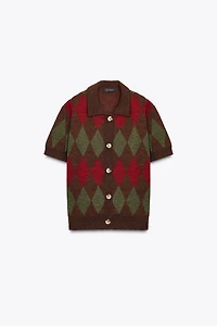 VESTE POLO EN MAILLE LOSANGES