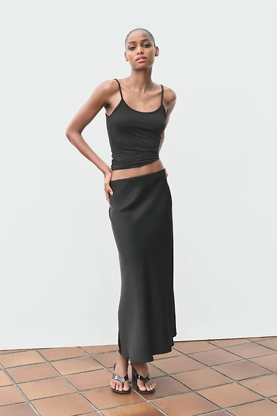 POLKA DOT SATIN EFFECT MIDI SKIRT