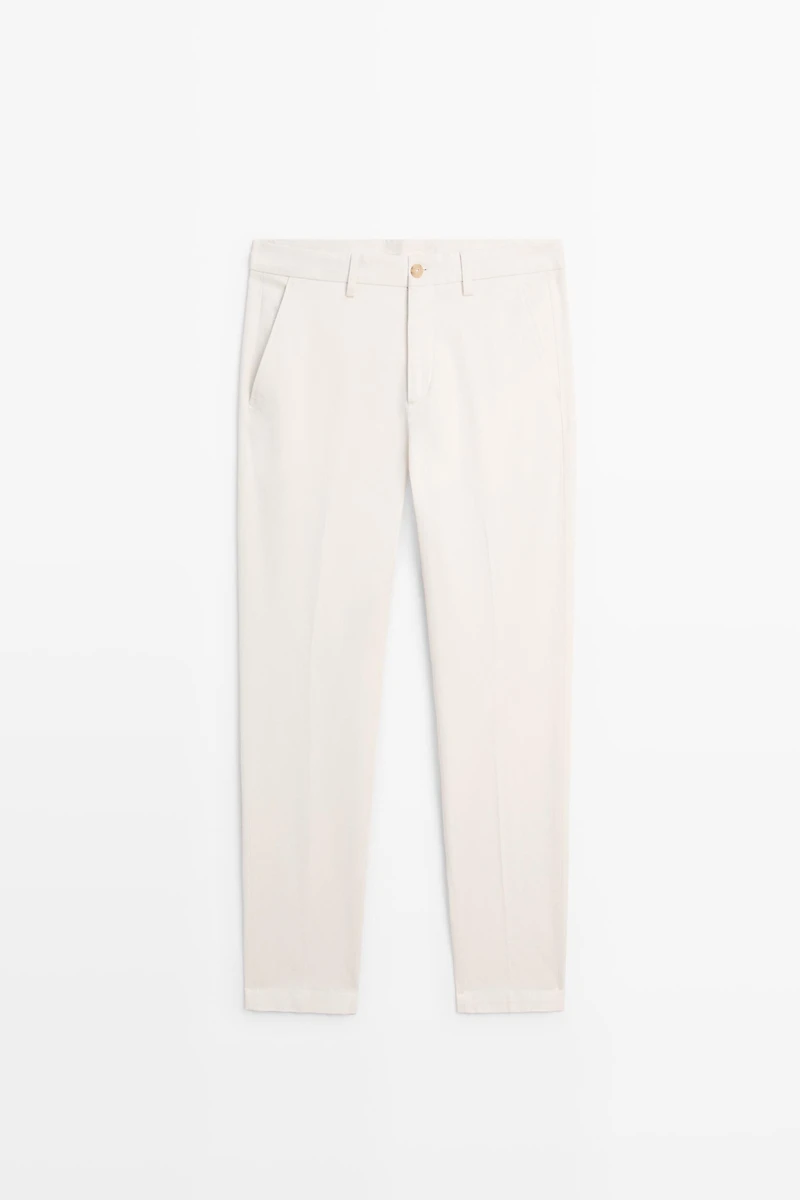 Cotton blend slim fit pants