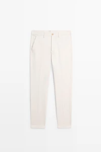 Cotton blend slim fit pants