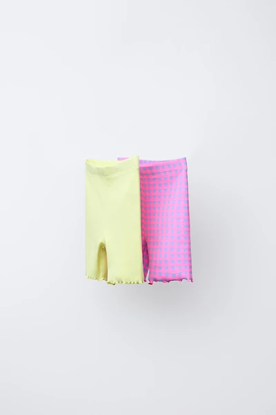 TWO-PACK PLAIN AND PRINTED CYCLING LEGGINGS