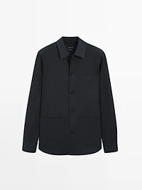 Linen total look overshirt with pocket details